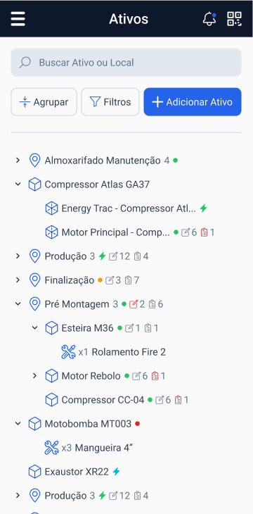 Screen Smartphone TRACTIAN App