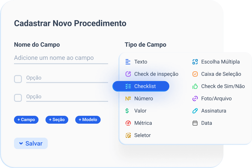 Tela de procedimentos personalizados no app TracOS™ - Tractian