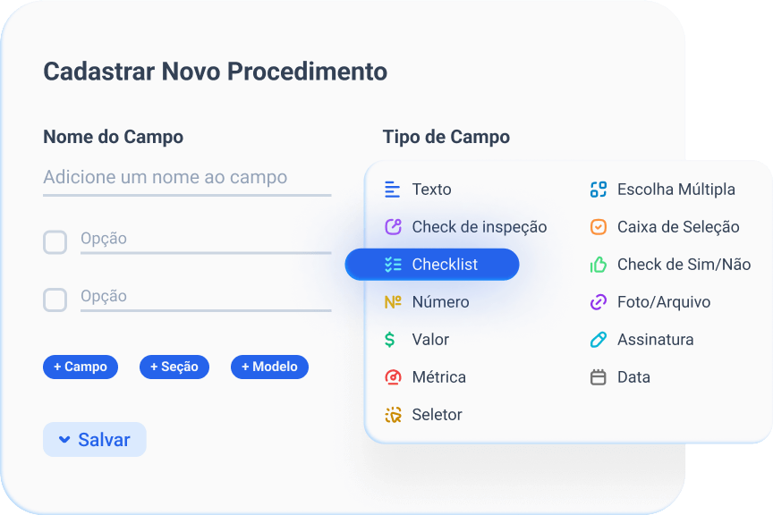 Tela de procedimentos personalizados no app TracOS™ - Tractian