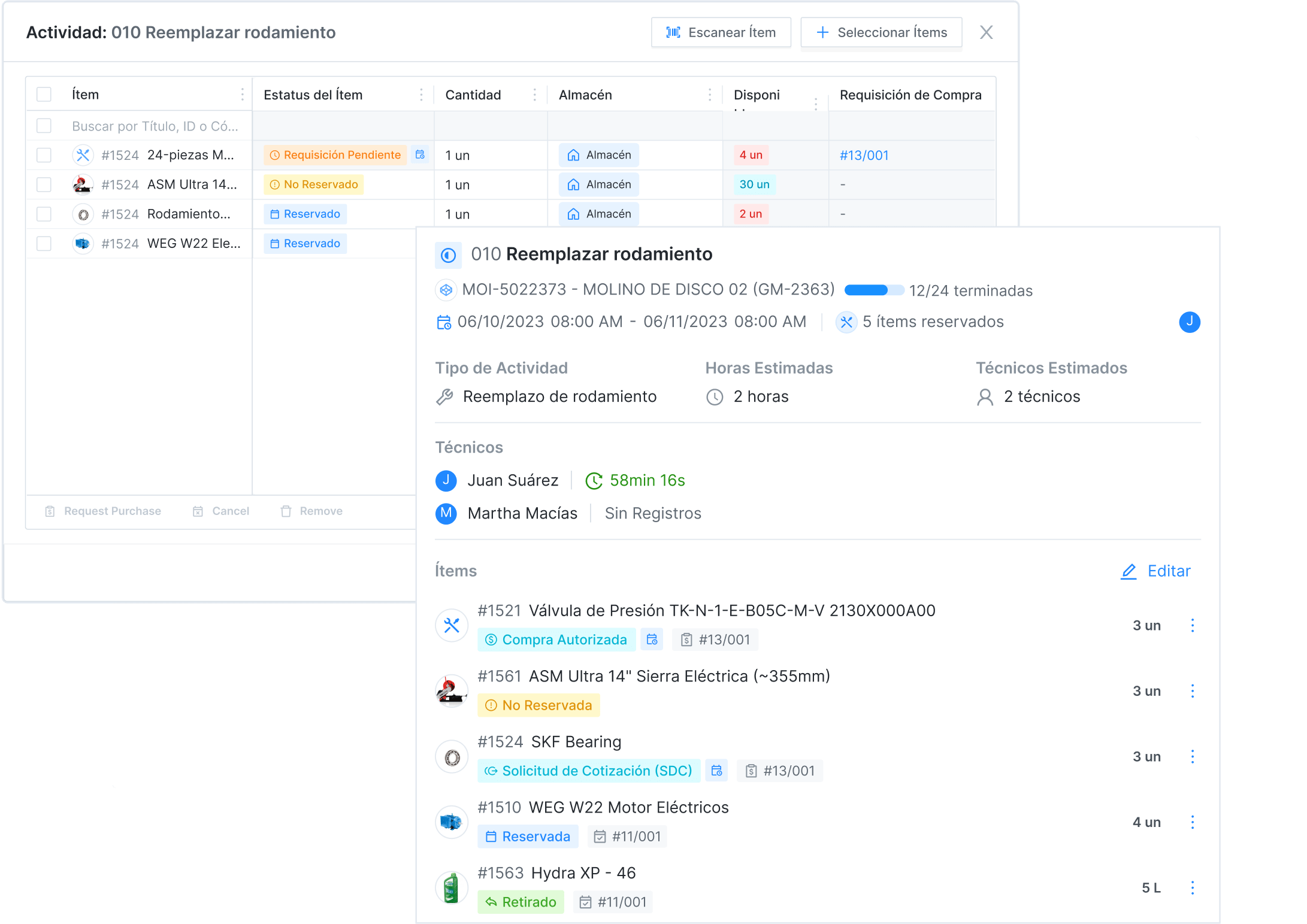 Vincula Inventario a las Órdenes de Trabajo