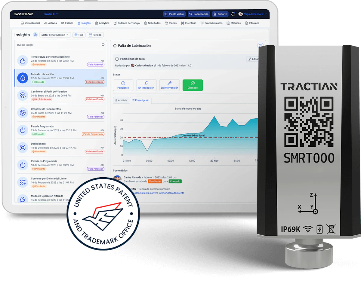 sensor de vibração industrial smart tract tractian