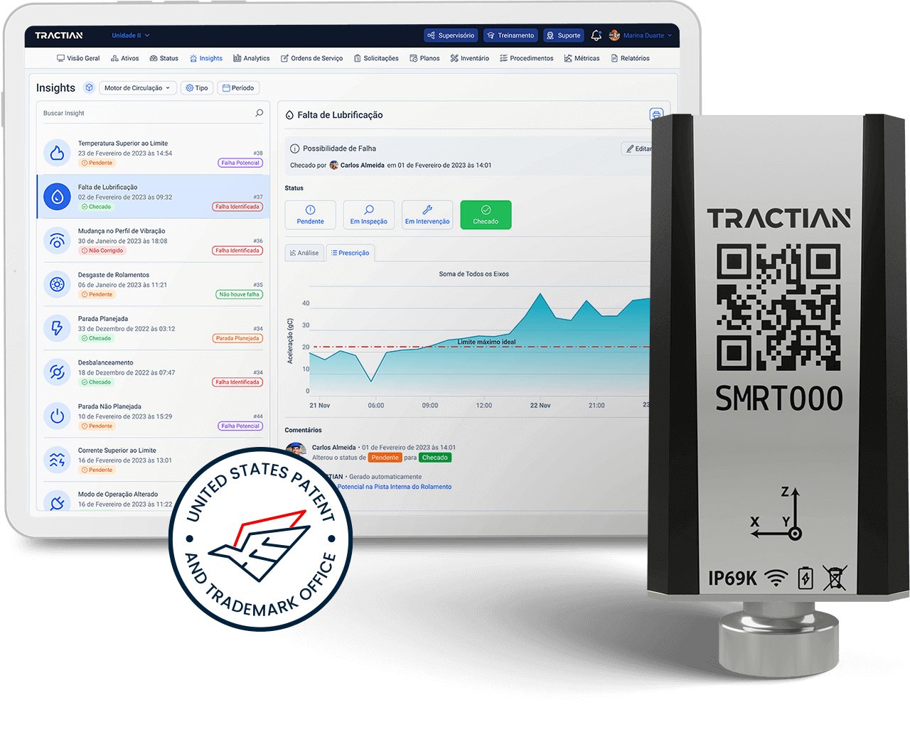 sensor de vibração industrial smart tract tractian