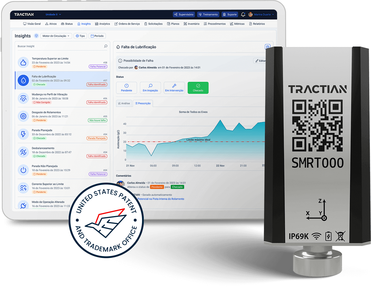 sensor de vibração industrial smart tract tractian