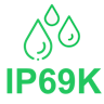 icon Proteção IP69K para jatos d'água de alta pressão
