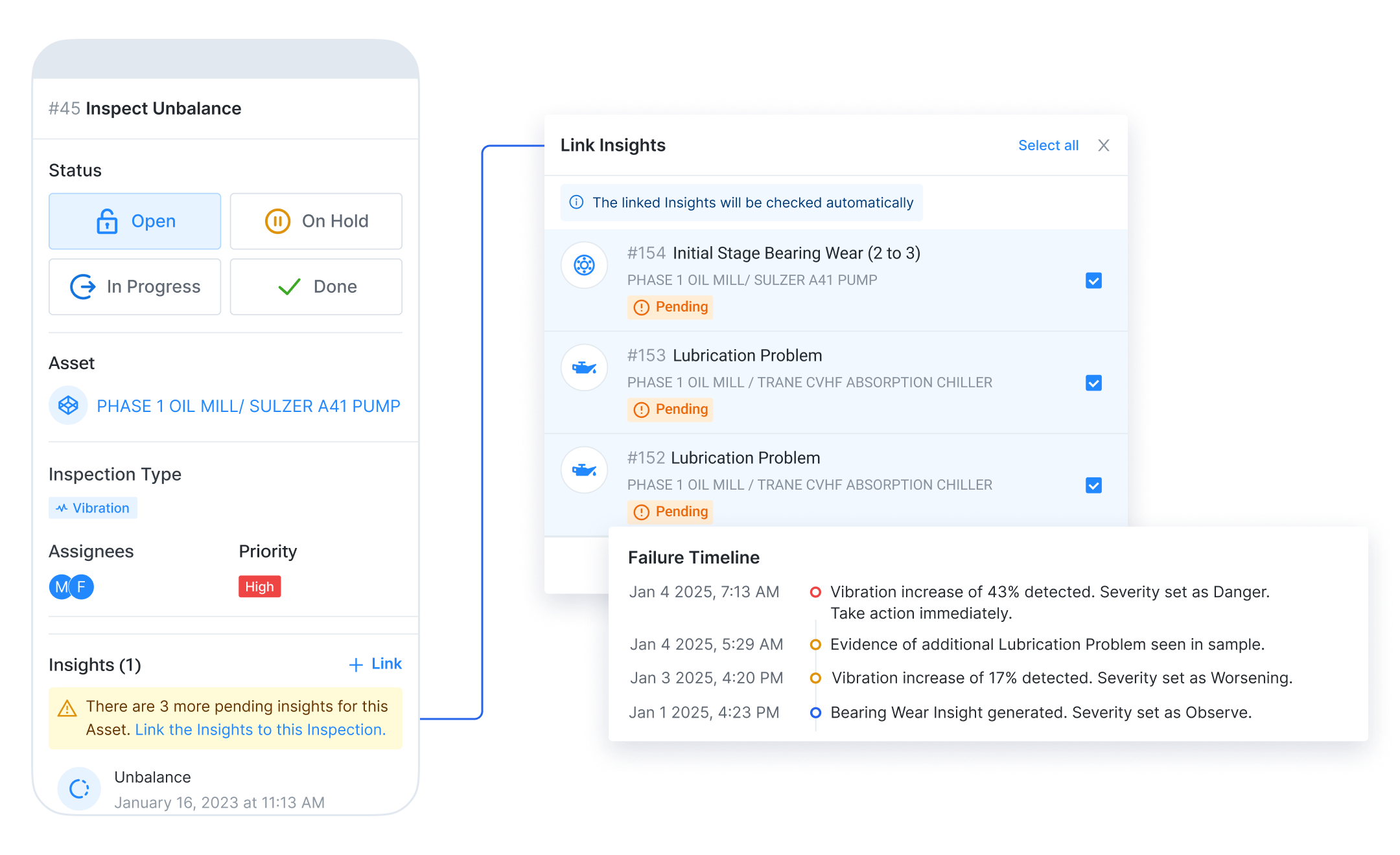 Get the full picture with a timeline that connects every alert, diagnostic, and action.