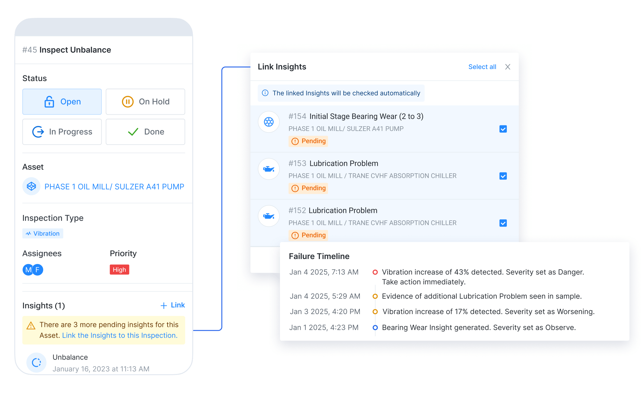 Get the full picture with a timeline that connects every alert, diagnostic, and action.